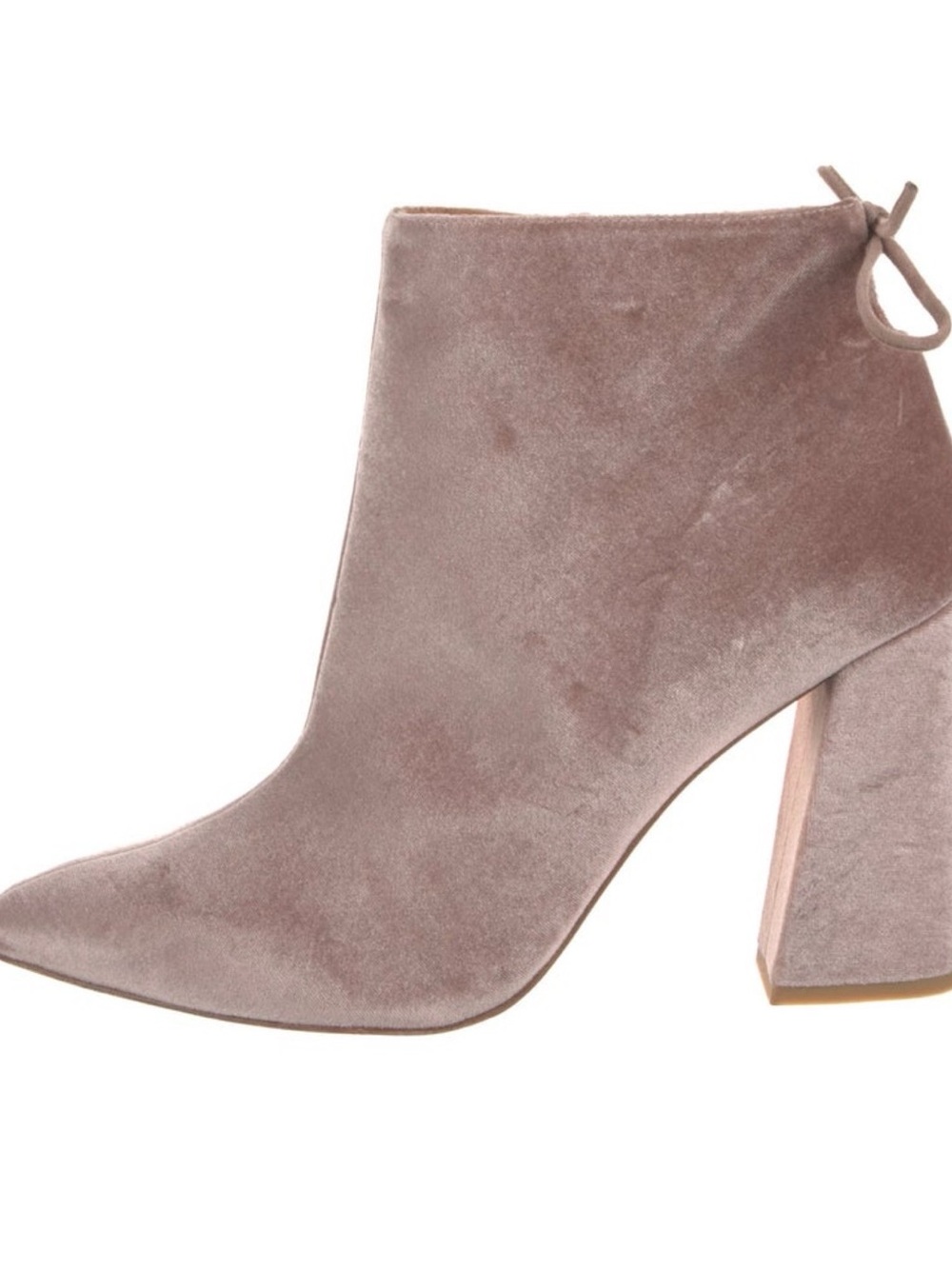Soft Pink Stuart Weitzman Velvet Taupe Ankle Boot with Block Heel - Women